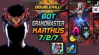 천상계 원딜 카서스 템트리 룬 리안드리 수확 - GrandMaster Karthus Bot vs Jhin - 롤 KR 13.1