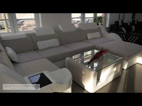 Sofa Dreams Stoffsofa Wohnlandschaft Palermo in der XXL Ausführung mit Beleuchtung