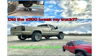 MAJOR fuel leak on my S300 Duramax gets addressed + Glow plug install on a LBZ! (Cold start)