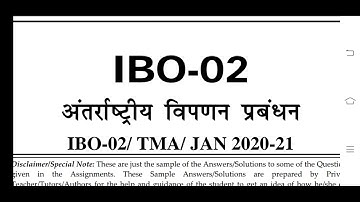 IBO 02 IGNOU SOLVED ASSIGNMENT 2020-21