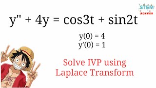 Using Laplace Transform to solve IVP y''+4y=cos3t+sin2t, y(0)=4, y'(0)=1 | DE