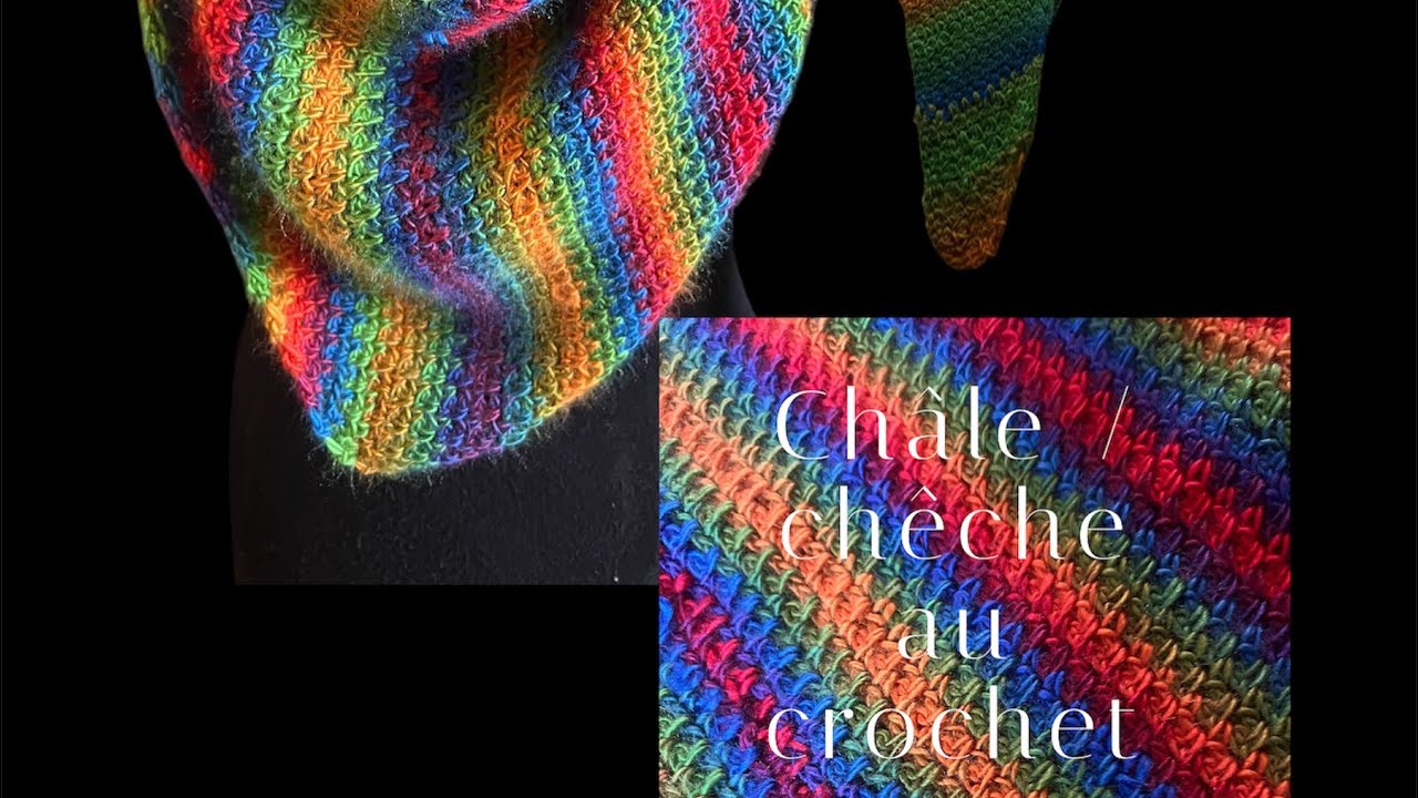 Chèche / châle facile au crochet 🧶 point riz 