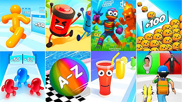 Battery Run🆚Tall Man Run,Food Run🆚Rope Man Run,Join Blob Runner 3D🆚A-Z Run,Juice Run🆚Monster Squad