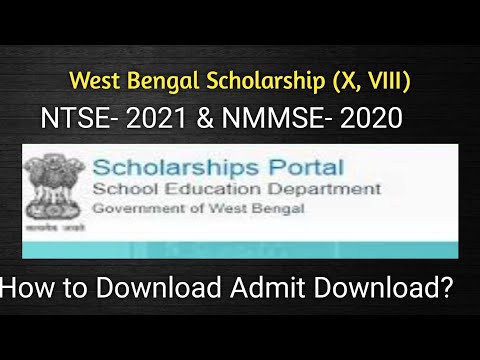How To Download NTSE-2021 & Nmmse-2020 Admit Card|West Bengal Scholarship Portal