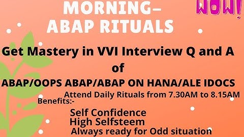 9. ABAP Rituals - Part 1 | ABAP Interview Question