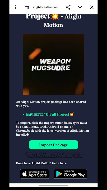 Alight Motion Project ImportProblemSolve 2024✅Import Package ProblemFix | RAJU Edit #subfolders#