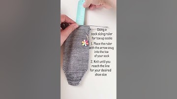 Using a sock sizing ruler for toe up socks