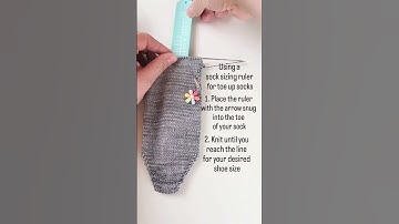 Using a sock sizing ruler for toe up socks
