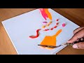Easy acrylic painting technique  using various tools  simple abstract painting  step by step