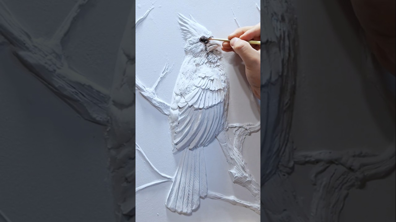 making a little cardinal relief drywall art.          