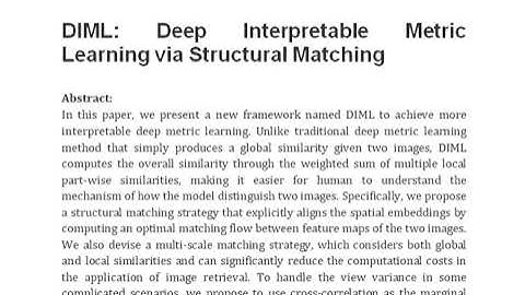 DIML  Deep Interpretable Metric Learning via Structural Matching