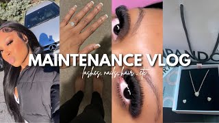 $600 MAINTENANCE VLOG| Getting Myself Together: hair, nails, lashes + retail therapy/feeling down 💔