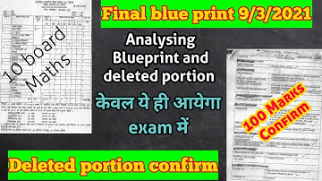 MP board blueprint 2021 class 10 english medium | Maths Final blue print 9/03/2021 | Deleted portion