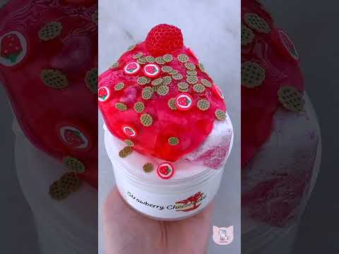 Slime ASMR 🍓🍰 Strawberry Cheesecake from CinnaCrewSlimes #slime #asmr #slimeasmr #satisfying