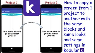 How to copy a screen from 1 project to another with ais file in Kodular | Kodular and Thunkable tuts