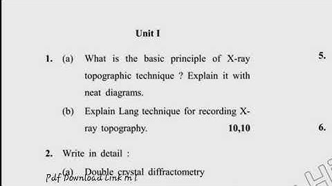 MSc Physics 3rd Sem Characterization of Material Question Paper