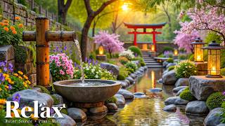 Relaxing Piano Music for Healing + Sleeping 🌿 Bamboo Water Fountain, Soothing Music, Study Music