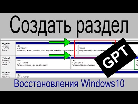 Создать раздел восстановления Windows 10 - Windows Recovery Environment (Windows RE) GPT