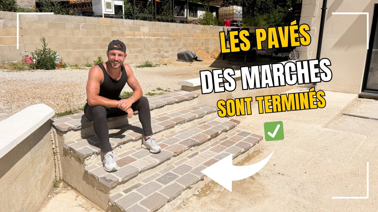 On pose les pavés sur les marches de la terrasse 💪 Le résultat est TOP 🙌🏼
