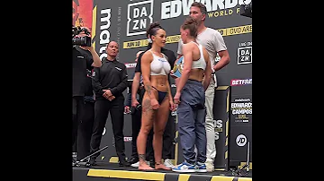Cherneka Johnson Vs Ellie Scotney Weigh In Face Off Matchroom Boxing Edwards Vs Campos 