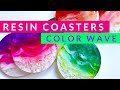 Color wave: Resin coasters using alcohol ink, mica powders, beachy waves and a touch of sparkle!