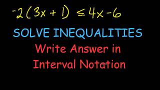 Solve Inequalities Interval Notation | Algebra