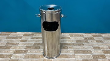 Thùng rác B515 - Thùng rác inox gạt tàn - Made in Vietnam