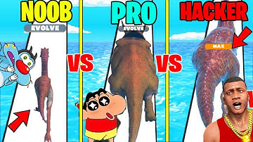 NOOV vs PRO vs HACKER in DINO Evolution with SHINCHAN CHOP & OGGY!