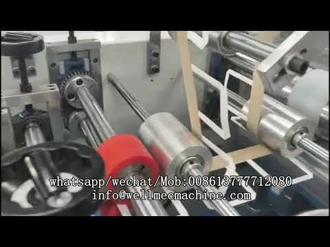 Automatic flat paper handle pasting machine,Máquina automática para pegar asas planas de papel