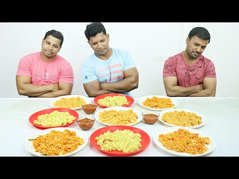 VEGETABLE RICE PANEER RICE DAL RICE AND MUSHROOM CURRY CHALLENGE | EATING | INDIAN |