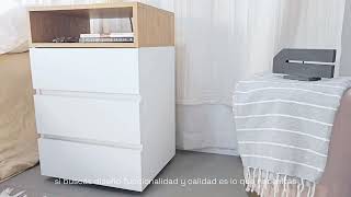 Mesa De Luz Moderna Meier Con Cajones Y Estante. Art 270