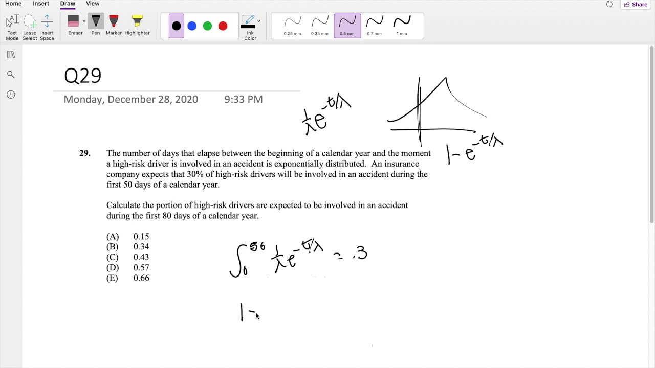 SOA Exam P Question 29 | Cumulative Distribution of Exponential ...