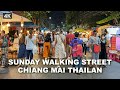 【4K】Night Walk Sunday Walking Street Chiang Mai Old City Thailand March, 2021