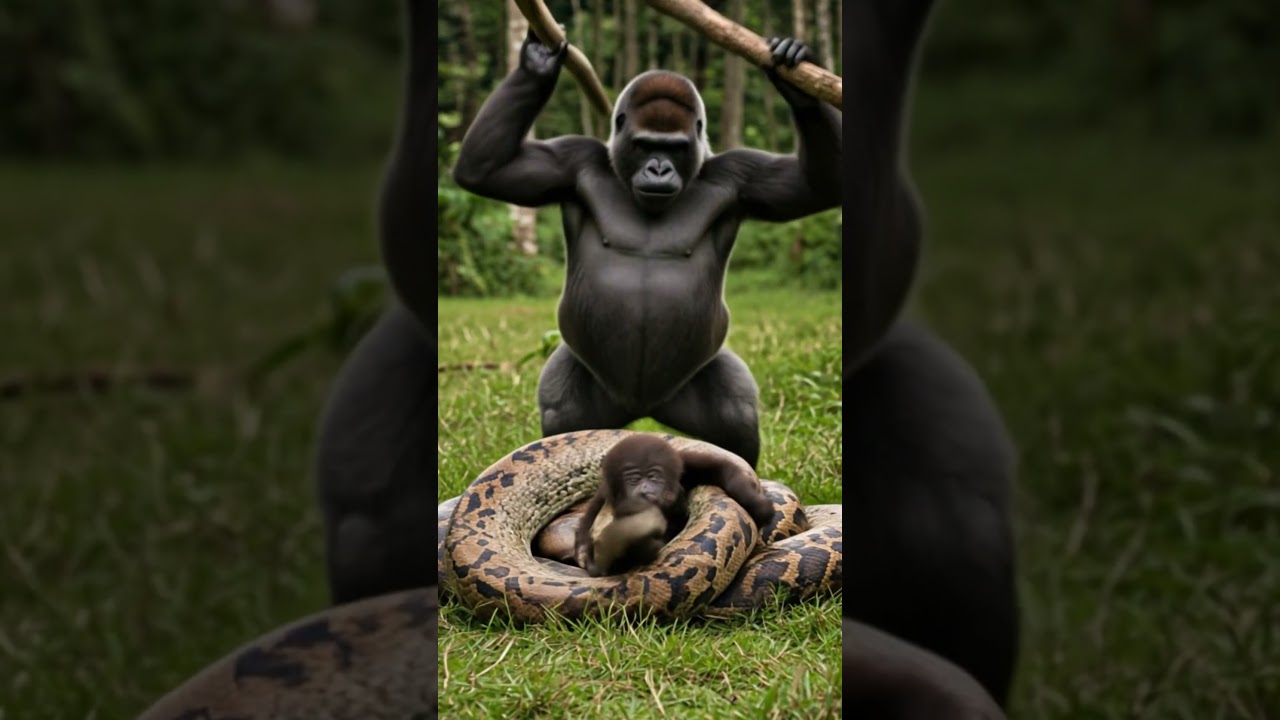 Gorilla’s Double Stick Smash vs Giant Snake to save his Son