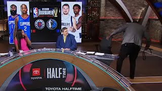 Kendrick Perkins gives visual representation of what 'Luka does to the Clippers' 🤣 | NBA Countdown