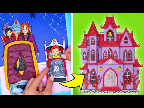 Принцесса против Вампира! 👑🧛 Розово-лиловый челлендж бумажных домов + DIY для котика