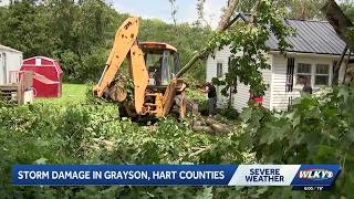 Damage left behind in Hart, Grayson counties following EF-2 tornado