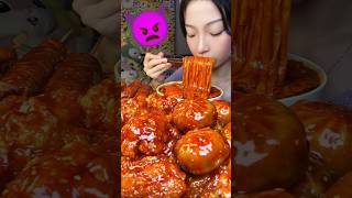 Crispy Chicken Fry + Momos Spicy Noodles Combo 🔥 #Mukbang #Viral