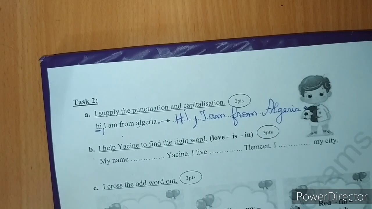 الفرض الاول للانجليزية الاولى متوسط