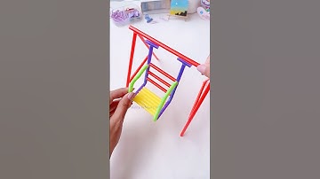DIY miniature swing with straw #shorts #art #diy #youtubeshorts