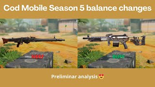 Season 5 balance changes in cod mobile, report + analysis (MP weapons only)