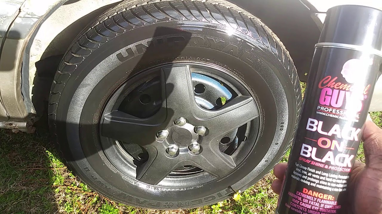 Chemical guys black on black tire shine works great under 10 bucks