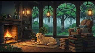 Lofi Fireplace Ambience | Cozy Rain Night for Deep Relaxation, Sleep &amp; Focus ✨🔥