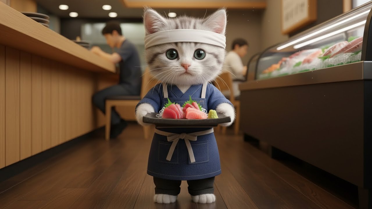 へいらっしゃい!!板前ねこが新鮮な刺身を提供!!ねこの一日に密着🐱🐟