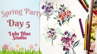 Spring Party  Day 5: Four Simple MiniPaintings in Watercolor & Colored Pencils