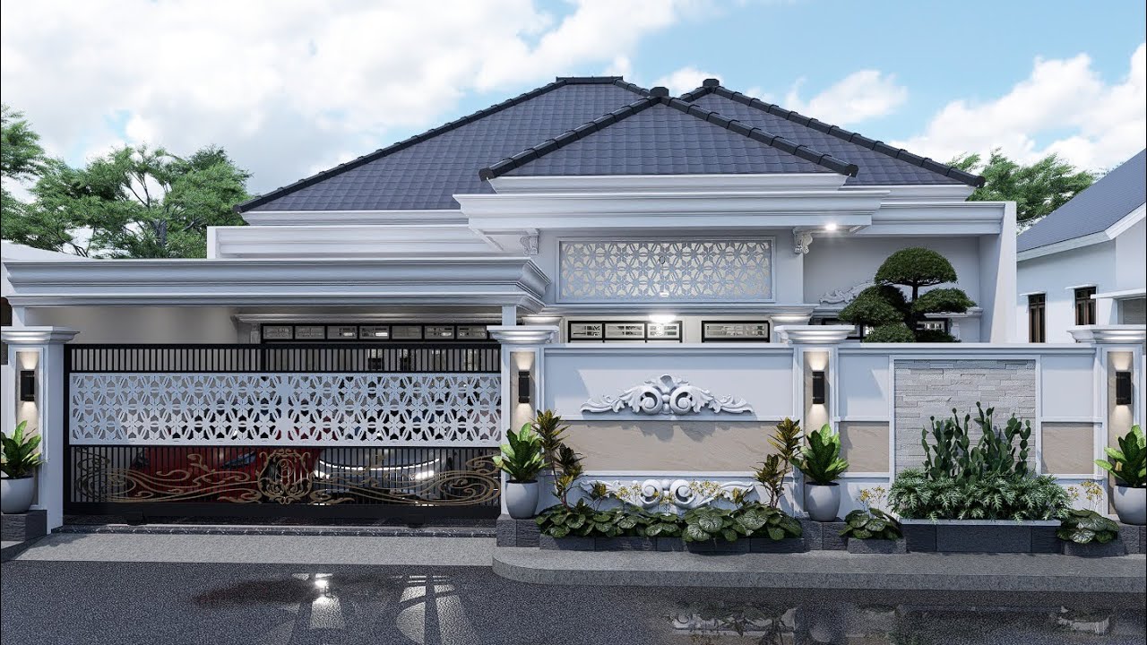 Desain Rumah Classic Modern 1 Lantai 4 Kamar Tidur di Lahan 13x20 Meter