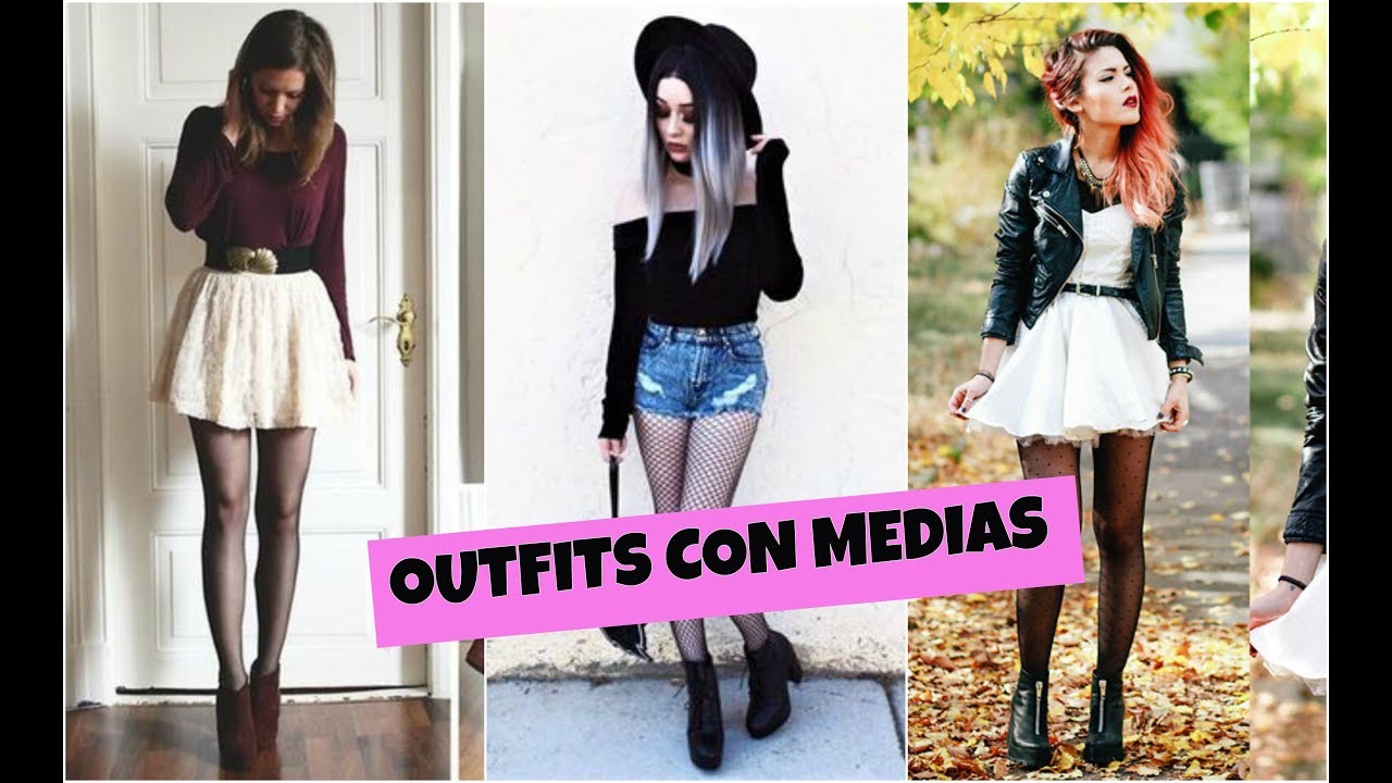 OUTFITS CON MEDIAS NEGRAS| OUTFITS CON PANTIMEDIAS OUTFITS WITH PANTYHOSE  ATUENDOS CON FALDA NEGRA - YouTube