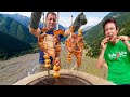Lamb ribs cooked in tandoor wilderness food in rural azerbaijan