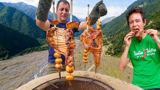 Lamb RIBS Cooked in Tandoor!! WILDERNESS FOOD in Rural Azerbaijan!!