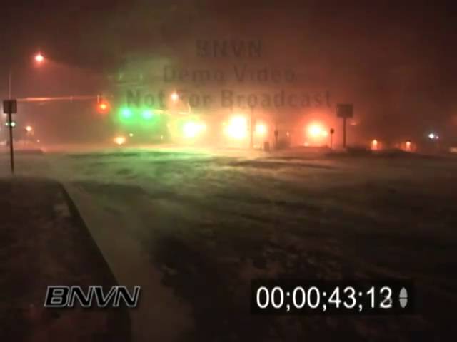 3/11/2004 Overnight high winds and snow stock video.